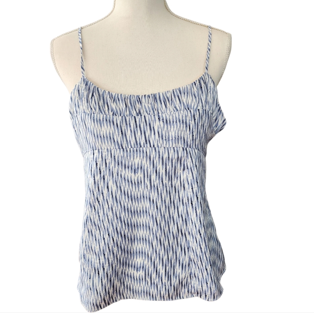 Banana Republic Shirred Snowday Spaghetti Strap Top Blue White‎ Size 10